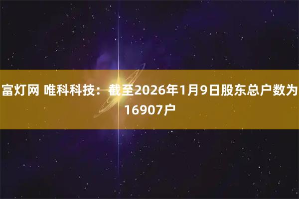 富灯网 唯科科技：截至2026年1月9日股东总户数为16907户